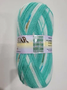 Heirloom Dazzle Star #6887 Teal Self Patterning Yarn 8 Ply 100g Acrylic - Picture 1 of 1