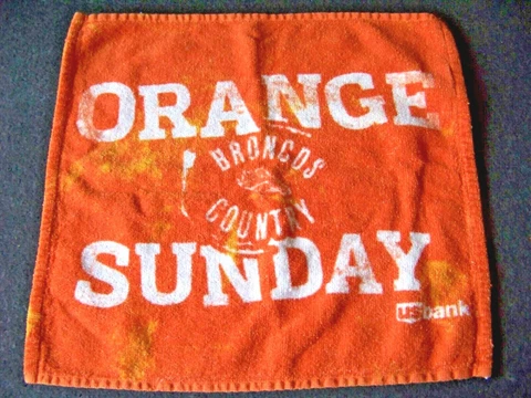 Denver Broncos Country Orange Sunday towel 15" x 16.5" US Bank 100% cotton Cover