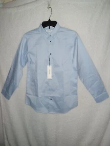 Calvin Klein Youth Boys Dress Shirt Blue Size 18 Husky Slim Fit Stretch (DR) - Picture 1 of 9
