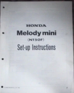 HONDA MELODY MINI (NT50F) SET-UP INSTRUCTIONS MANUAL - Picture 1 of 1