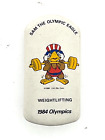 1984 LOS ANGELES OLYMPICS WEIGHTLIFTING PIN 1980 Oly Com Buttonback