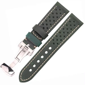 Atmungsaktives Echtleder Uhrenarmband mit Faltschließe 20 mm 22 mm 24 mm bequem - Bild 1 von 17
