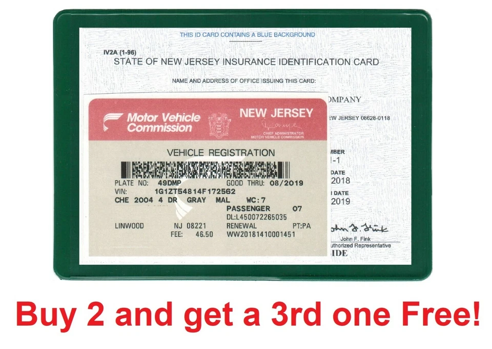 1 (uno) titular de la tarjeta de identificación de registro de seguro de automóvil verde Foto 1 de 1