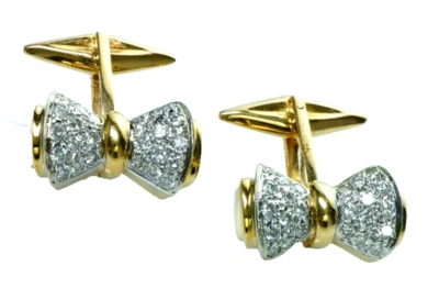 1.20ct Natural Round Diamond 14k Solid Yellow Gold Anniversary Men Cufflinks - Image 1 of 4
