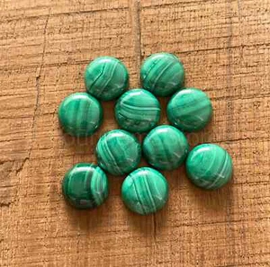 AAA Natural Malachite Round Cabochon 3mm to 40mm Flat Back Loose Gemstone. - Picture 1 of 5