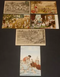 1904-11 6 Bebés Miniatura Europea Artista Dibujado PPC - Imagen 1 de 2