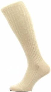 Pantherella Mens Laburnum Rib Over the Calf Merino Wool Socks - Light Khaki - Picture 1 of 1
