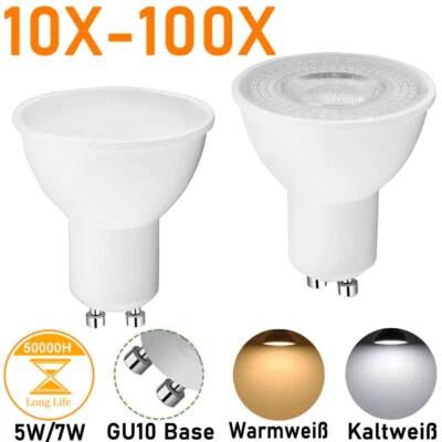 LED Birnen GU10 Warmweiß Kaltweiß Neutralweiß Leuchtmittel 5W 7W Spots Strahler - Bild 1 von 4