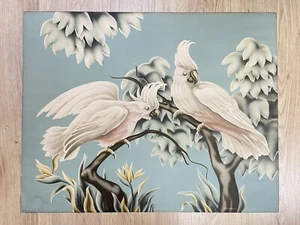 Vintage 1950s Turner Cockatoo Linen Paper Print Mid-Century MCM - Picture 1 of 4