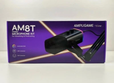 Working Product Ligame Fifine Black Game Rgb Am8T Dynamic Microphone Podcast Str - Image 1 of 4