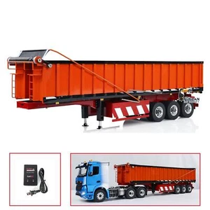 1/14 3 Axles Metal Hydraulic Dump Trailer Electric Awning for RC Tractor Trucks - Picture 1 of 12