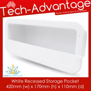 BN White Boat/Caravan ABS Side Mounted Plastic Recessed Pocket Box 420mm x 170mm - Picture 1 of 4