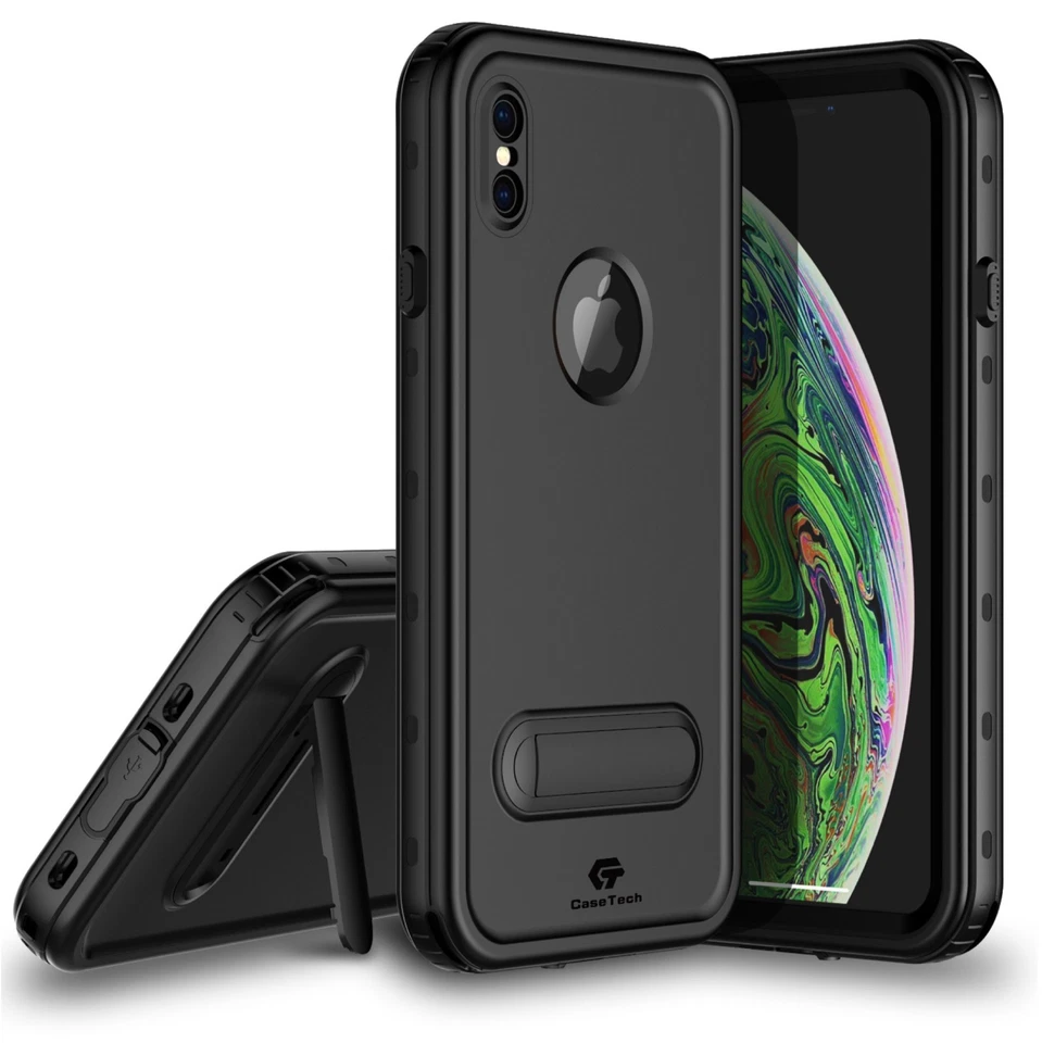 For Apple iPhone Xs Max Case Waterproof Shockproof Dirtproof Cover w/ Kickstand - Image 1 of 4