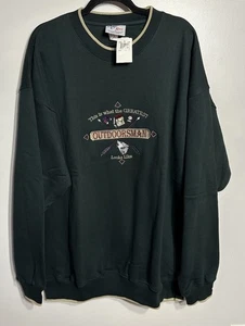VTG 90’s Greatest Outdoorsman Sweatshirt ForestGreen Crewneck Embroidery 2XL NEW - Picture 1 of 6