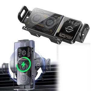 15W Wireless Charging Car Holder Auto Flip Foldable Phone Mount Fast - Picture 1 of 12