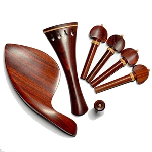 4/4 Violin Rose Wood Red Wood Fitting Tailpiece Chinrest Pegs Boxwood Collar - Picture 1 of 5