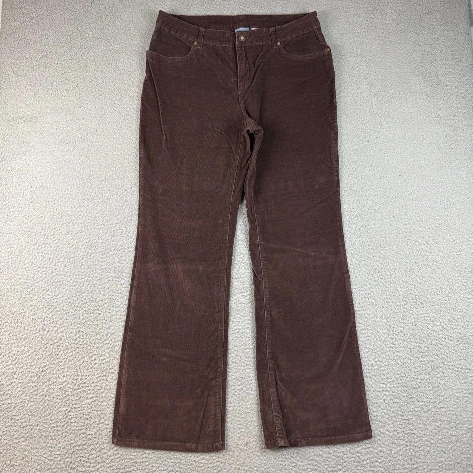 Calça feminina de veludo tamanho 10 34x30 marrom bootcut mistura de algodão boho cintura alta - Imagem 1 de 4