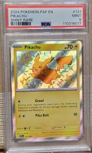2024 Pokémon Pikachu TCG Card 131/091 Paldean Fates Shiny Rare PSA 9 Mint - Picture 1 of 2