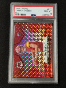 2024 Panini Mosaic #272 Jayden Daniels Mosaic Red Rookie PSA 10 - Foto 1 di 2