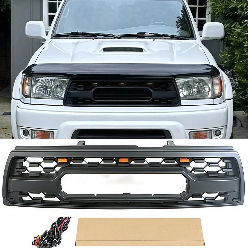Parrilla delantera negra para Toyota 4Runner 1996-2002 parrilla de parachoques superior con luz Foto 1 de 4