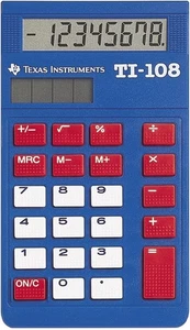 Texas Instruments TI-108 Solar Powered Calculator Blue  - Picture 1 of 1