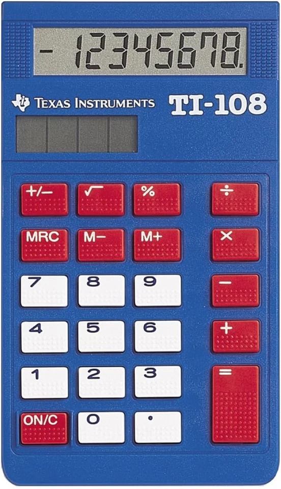 Texas Instruments TI-108 Solar Powered Calculator Blue  - Image 1 of 1