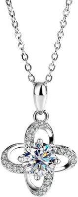 Collana per Donne-2Ct Collana Con Moissanite a Cuore-Con Certificato, Argento 92 - Immagine 1 di 4