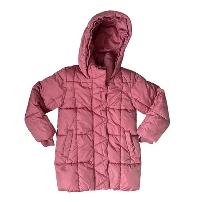Chaqueta acolchada con capucha rosa GAP para niños talla pequeña/6-7 años Foto 1 de 4