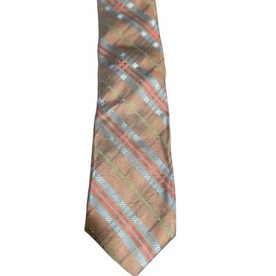 Corbata vintage a rayas marrón y azul Oleg Cassini para hombre  Foto 1 de 4