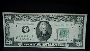  1950 Series $20 Dollar Bill Gently Circ.  Antique Vintage Federal Reserve (33) - Picture 1 of 6