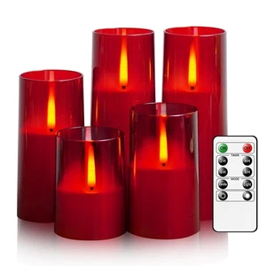 Flammenlose Kerzen mit Fernbedienung Timer Realistische Flackernde Flamme LED Kerzen Ba... - Bild 1 von 6