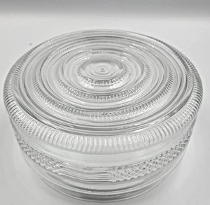 Vintage Glass Light Fixture Cover – Textured Dome with Ridged Top – Clear Glass - Picture 1 of 12