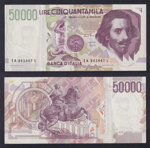 Banknotes Italy 50000 Livres Bernini 2° Type 1992 P 116a Spl XF+ - Picture 1 of 1