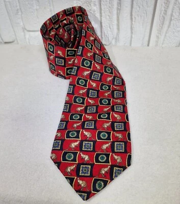 Rare Vintage Pierre Cardin Tie – Red Kangaroo Animal Print 1990s Paris Designer - Image 1 of 4