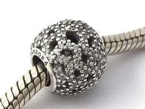 Authentic PANDORA Shimmering Lace Pave Sterling Silver Bead Charm 791284CZ New - Picture 1 of 1