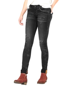 Jeans skinny neri Rock Revival Beliss Destroyed denim elasticizzati da donna taglia 27 - Foto 1 di 15