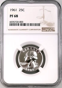 1961 Proof Washington Quarter certified PF 68 by NGC! - Picture 1 of 4