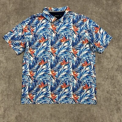 Bugatchi Polo Shirt Mens 2XL Short Sleeve Multicolor Palms Knit Cotton Golf - Image 1 of 4
