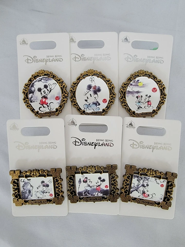 Conjunto de pinos de arte retrato esboço Mickey Minnie Hong Kong Disneyland - Imagem 1 de 1