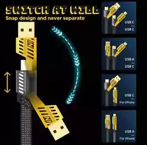 4 in 1 Multi USB PD Charger Charging Cable Cord For iPhone USB C Samsung Android - Picture 1 of 22