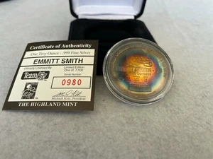 Highland Mint Emmitt Smith Collectors .999 Silver Coin 1 Troy Ounce Great Toning - Picture 1 of 2