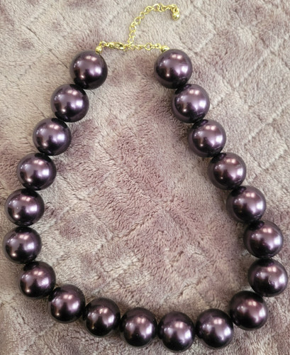 VETEMENTS Collana donna 18" melanzana viola grande rotonda con sfere