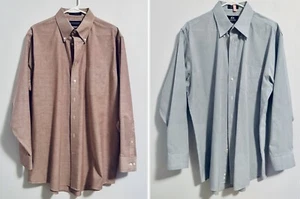 2 Stafford Wrinkle Free Long Sleeve Button Down Oxford Shirts, Size 17 34/35 - Picture 1 of 7