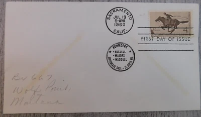 First Day Issue Pony Express Sacramento CA 1860 - 1960 VTG Stamp Envelope Cover - Image 1 of 4