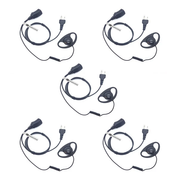 5 X D Shape PTT Mic Earpiece / Headset Soft Ear Cup for Maximon 2 Pin Radio - Image 1 of 4