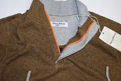 Tommy Bahama Cooltide Knit Half Zip Sweater Pullover Brown New Medium M - Image 1 of 4