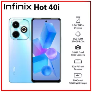 (New&Unlocked) Infinix Hot 40i 8GB+256GB BLUE Dual SIM Android Cell Phone - Picture 1 of 6