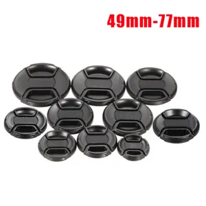 49-77mm Camera Center Pinch Snap On Front Lens Cap Cover 8 Sizes For Nikon Canon