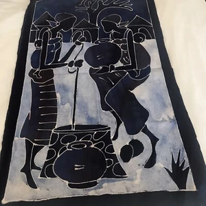 African Batik Fabric Wall Hanging, Beautiful Colors, Signed By The Artist. New. - Picture 1 of 12