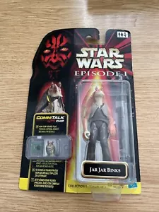 HASBRO STAR WARS COMM TALK EPISODIO 1 JAR JAR BINKS 4" FIGURA DE ACCIÓN CARDADA - Imagen 1 de 2